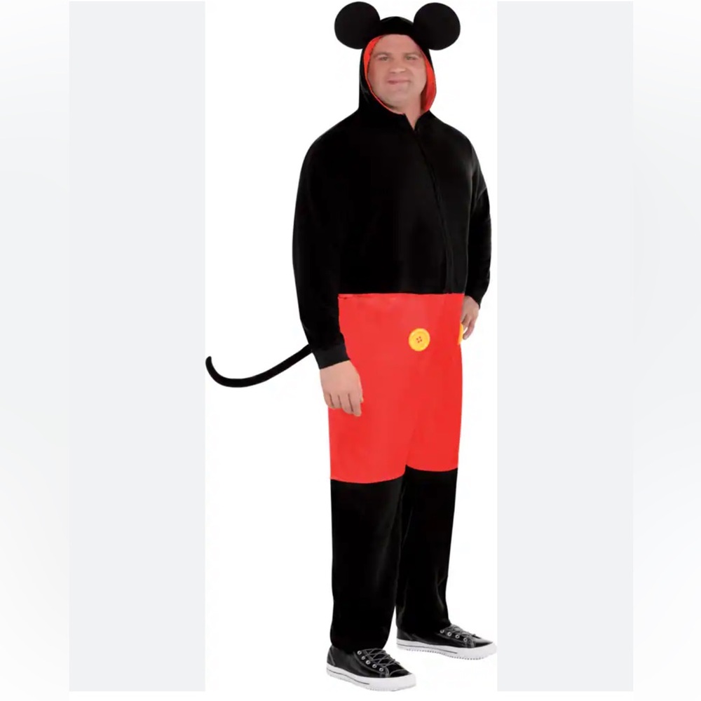 DISNEY MICKEY Mouse Red/Black Jumpsuit with Ears & Tail Costume - Size XL